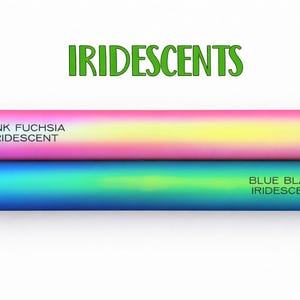 two tubes of iridescent colors: pink and blue.