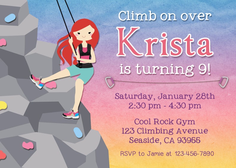 Rock Climbing Birthday Invitation Rock Climbing Invitation Etsy