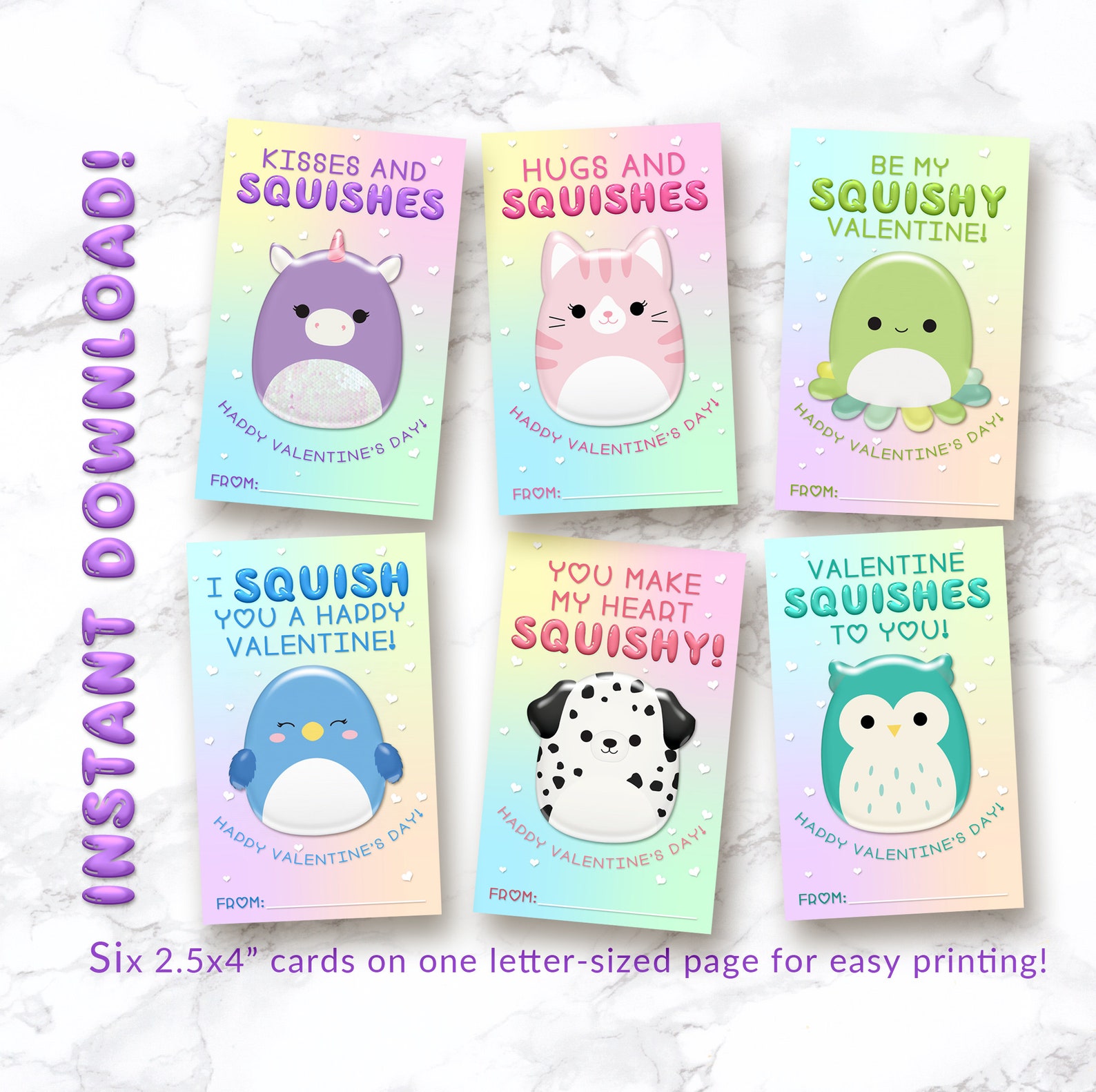 Squishmallows Valentine Cards Squishmallows Valentine Card Etsy