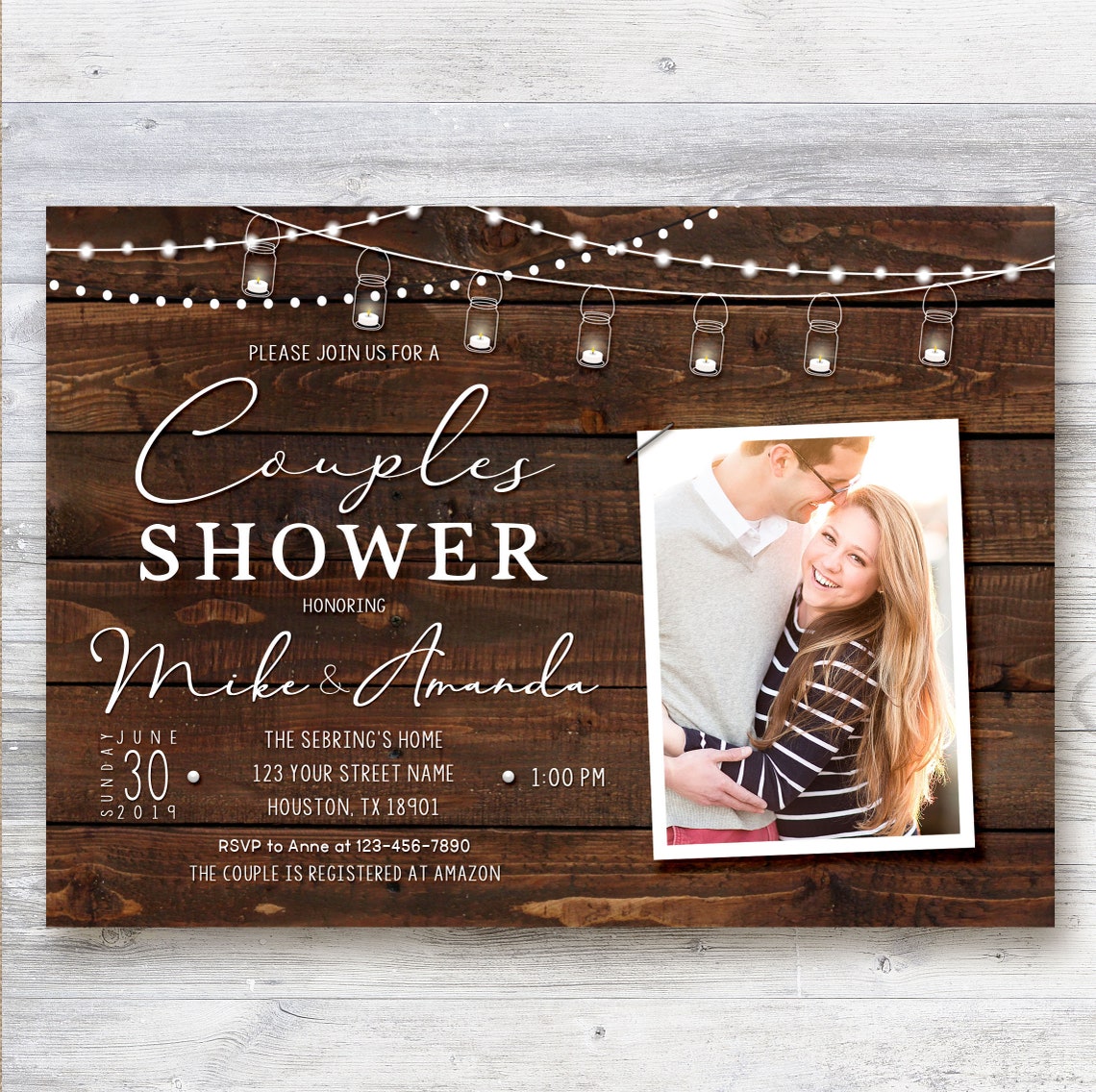 Couples Shower Invitation / Rustic Couples Shower Invitation / Etsy