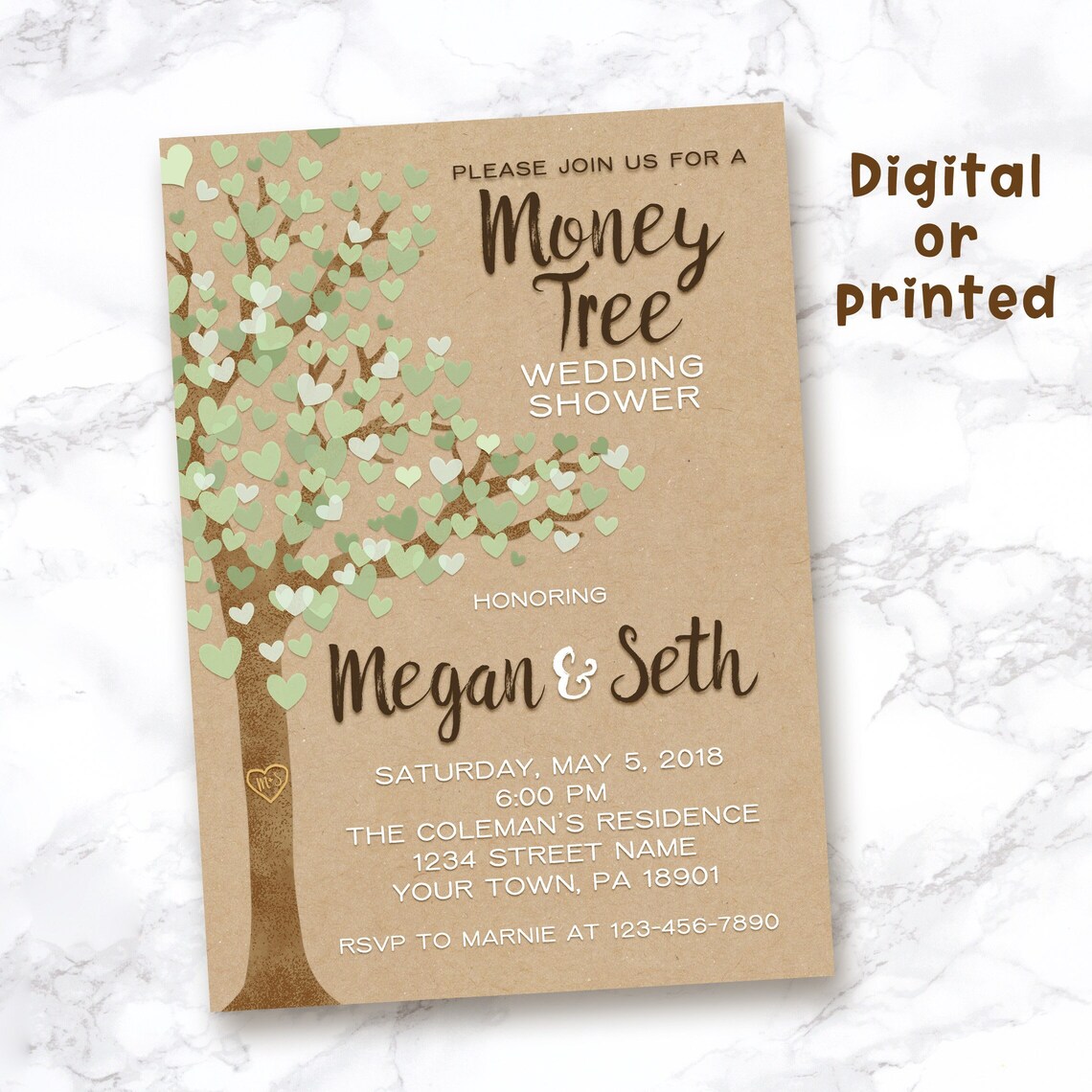 Money Tree Wedding Shower Invitation Money Tree Invitation Etsy