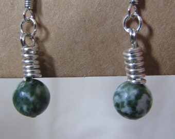 African Jasper and sterling silver coiled earrings