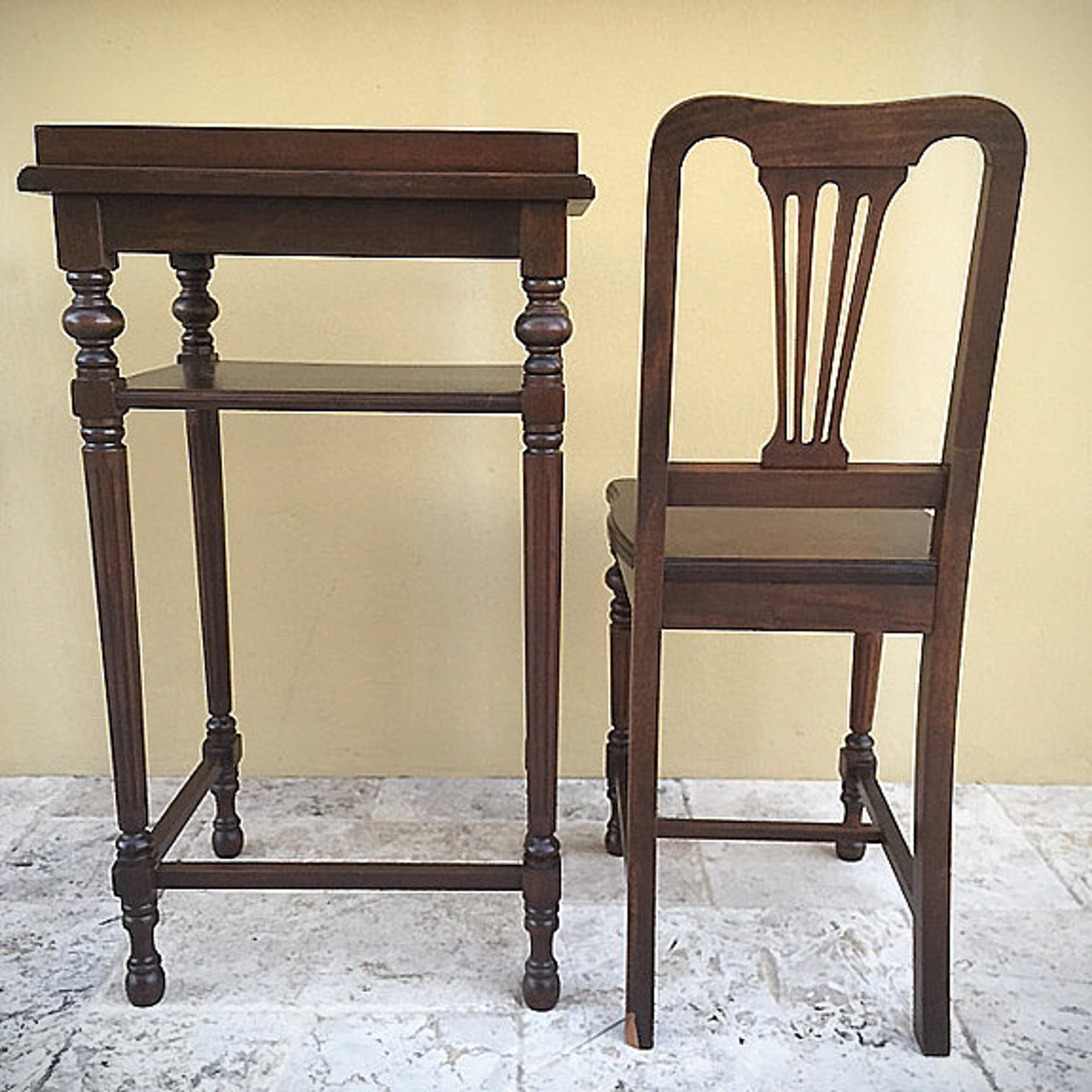 Vintage Mahogany Telephone Table and Chair Set Etsy