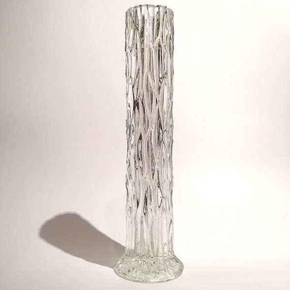 Vintage Waterfall Glass Vase With Fleur De Lis Hallmark Etsy