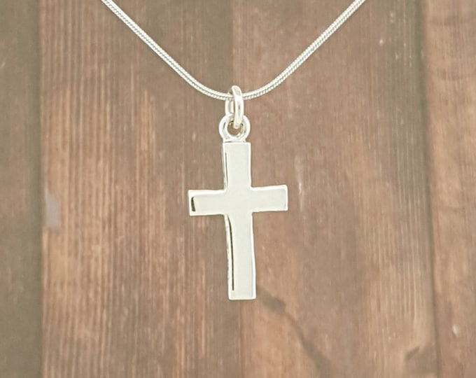 Petite solid sterling silver cross pendant