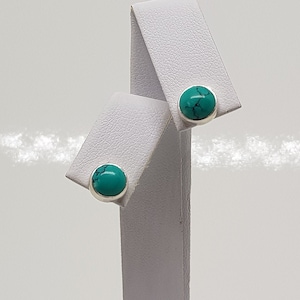 Cabochon Cut Turquoise Silver earrings