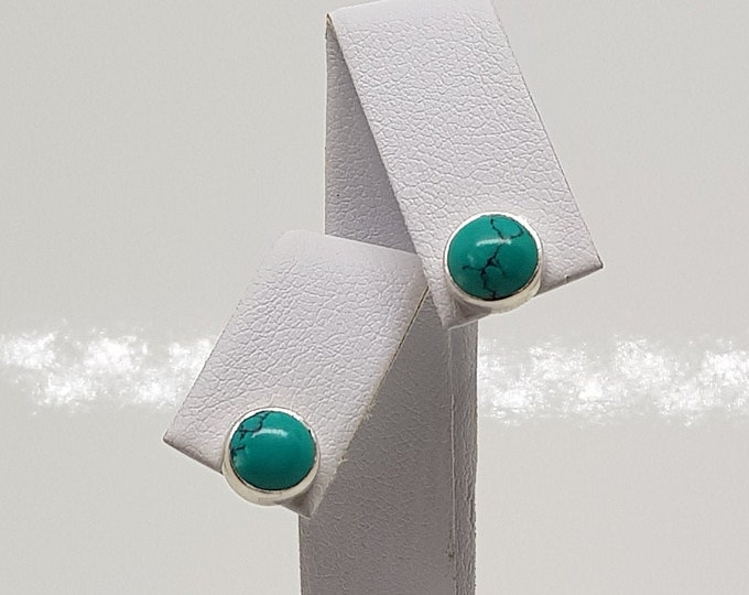 Cabochon Cut Turquoise Silver earrings