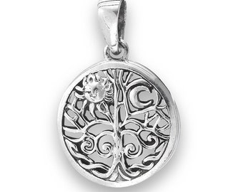 Silver Celtic tree of life Pendant Design #3 on 18" silver chain