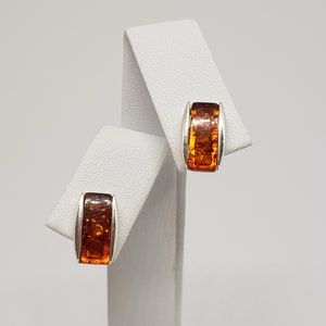 Sterling Silver Amber Stud Earrings