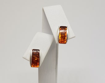 Sterling Silver Amber Stud Earrings