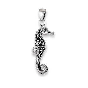 Silver Celtic Seahorse Pendant on 18&quot; silver chain