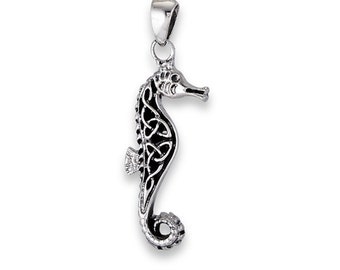 Silver Celtic Seahorse Pendant on 18" silver chain