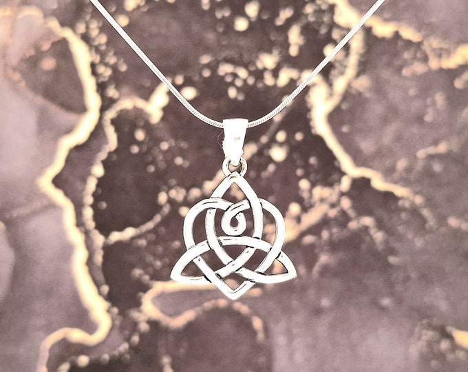 Entwined Heart and Celtic Knot Pendant Necklace