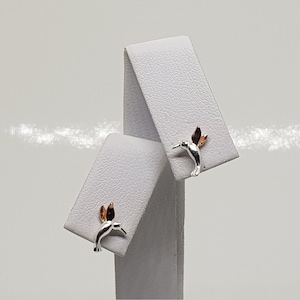 Silver and rose gold hummingbird earrings