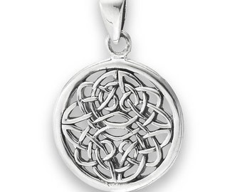 Silver Woven endless knot Pendant on 18" silver chain