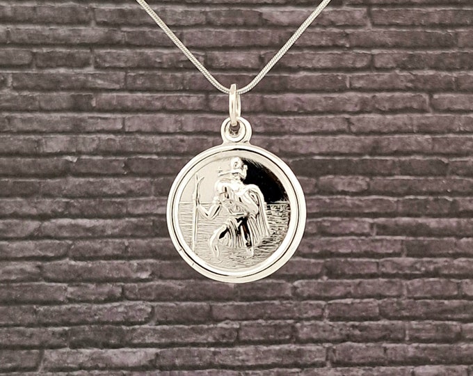 Sterling Silver Round St. Christopher Pendant - Divine Protection for Christenings and First Communions - Guiding Protection