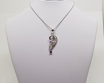 Amethyst and Moonstone silver pendant