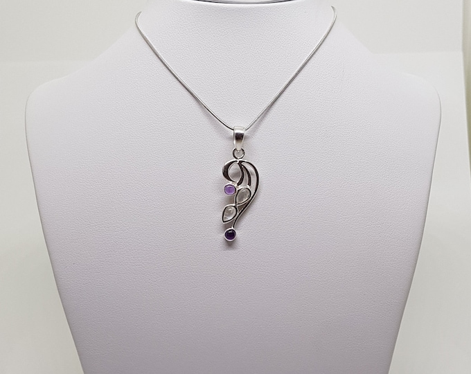 Amethyst and Moonstone silver pendant