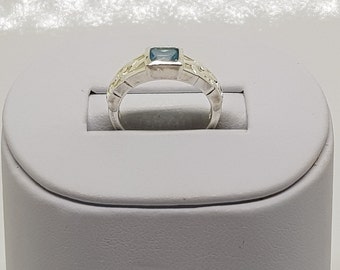 Blue Topaz Celtic Silver Ring