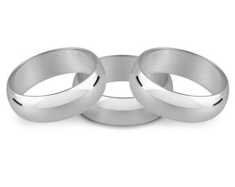 Silver Heavy Weight D Shaped Wedding Ring 5mm