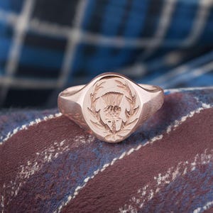 Scottish Thistle Silver Signet Ring for Men | Heavyweight Oval | Rugby & Scotland Inspired