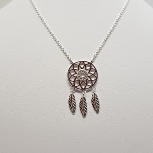 Silver CZ Dreamcatcher Necklace