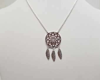 Silver CZ Dreamcatcher Necklace