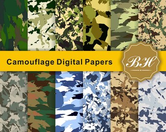 Camouflage Digital Paper, Military Scrapbook Paper, Military Textures, Camo Scrapbook Papers, Army Wallpaper, Background, Instant Download