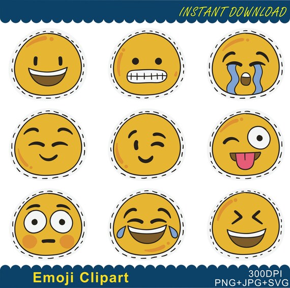 Download Free Emoji Clipart Emoji Png Emoticons Collage Clip Art Smiley Etsy SVG Cut Files