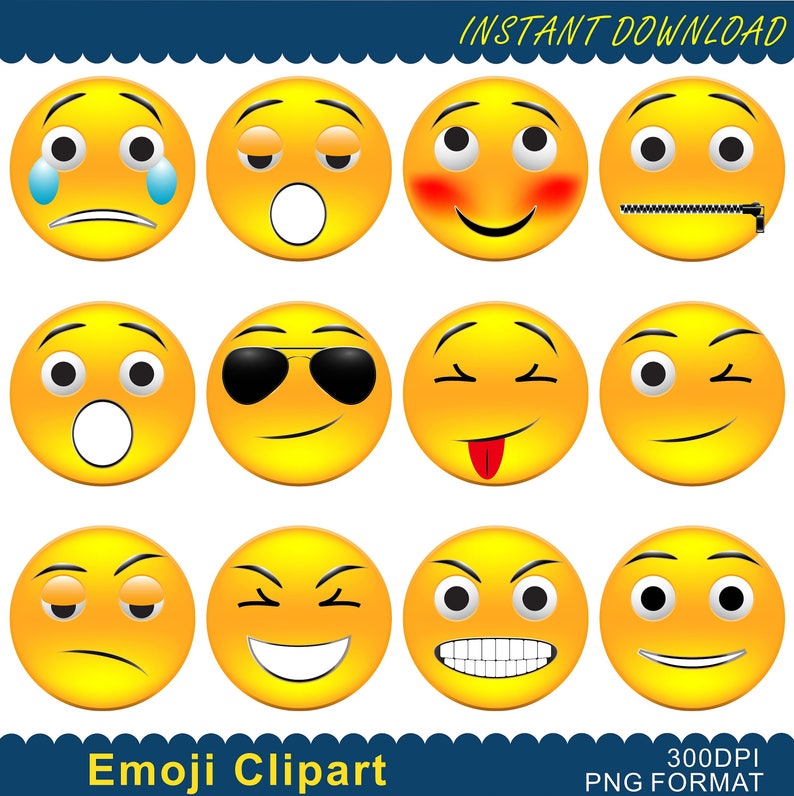 Emoji Clipart Emoji Printable Smiley Face Feelings Clipart Etsy - emoji clipart emoji printable smiley face feelings clipart image 0