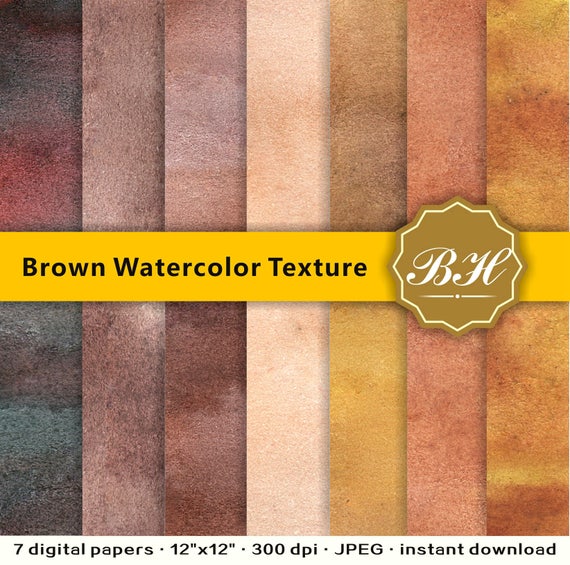 Brown Watercolor Digital Paper Watercolor Background Etsy