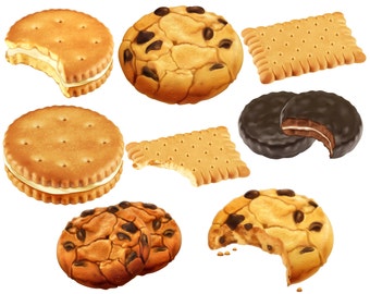 Cookies Clipart, Biscuit Clipart, Baking Clip Art, Food Printables, Digital Clipart, Personal and Small Commercial Use