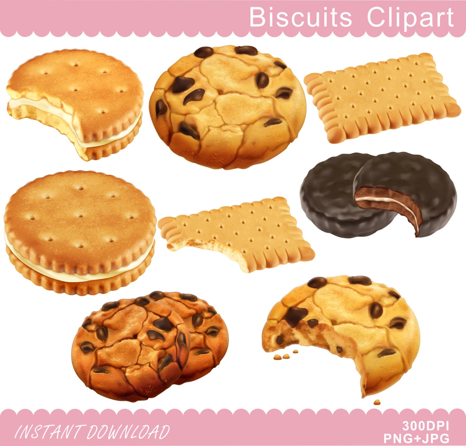Food Desserts Clipart Cookies Clipart Digital Cookie PNG Instant