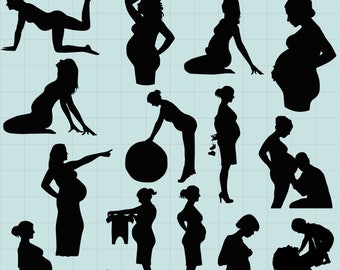 Pregnancy Silhouette Clipart, Pregnancy Svg, Pregnant Woman Clipart, Mom To Be Silhouette, Pregnancy Images, Commercial Use
