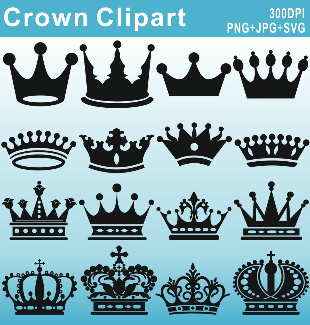 Crown Silhouettes Clipart, Royal Crown Clipart, Crown Silhouettes, King  Queen Crown Clip Art, Royal Clipart, PNG JPG SVG - Etsy