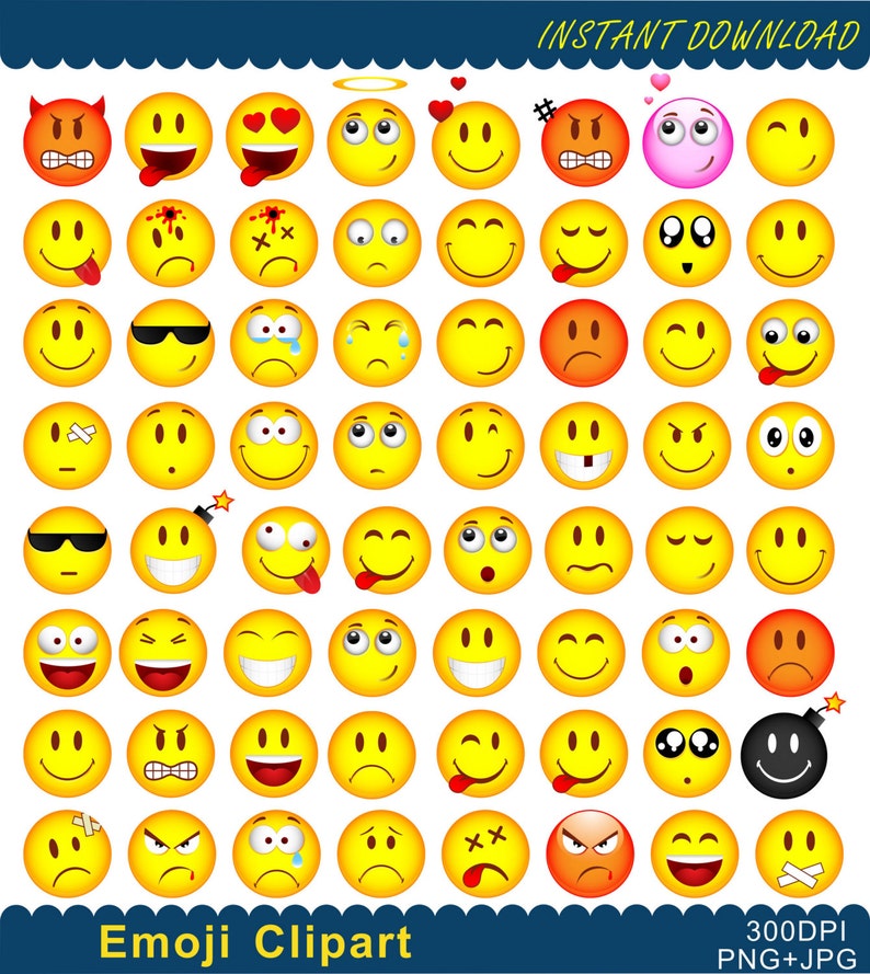 Emoji Clipart Emoji Printable Emoticons Collage Clip Art - Etsy