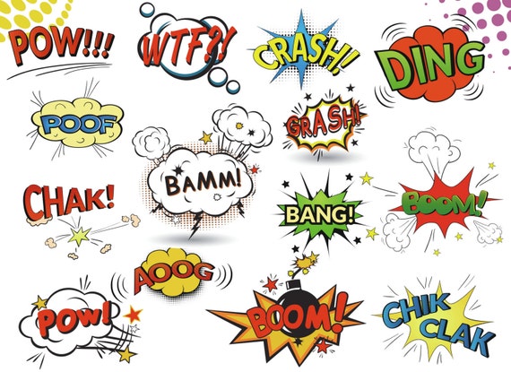 Superhero Clipart Comic Book Clipart Superhero Clip Art Etsy