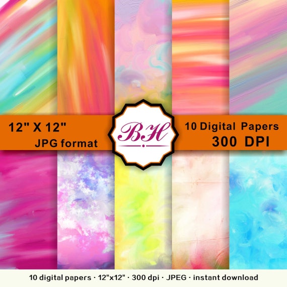 Download Bright Watercolor Digital Paper Watercolor Background Etsy