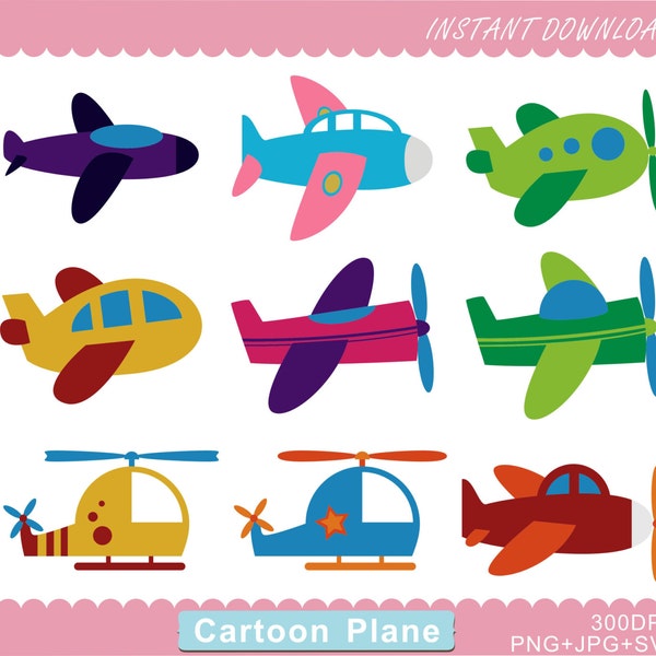 Plane Clipart, Airplane Clipart, Plane PNG, Helicopter Clipart, Baby Airplane Clipart, Transport Clipart,  Instant Download