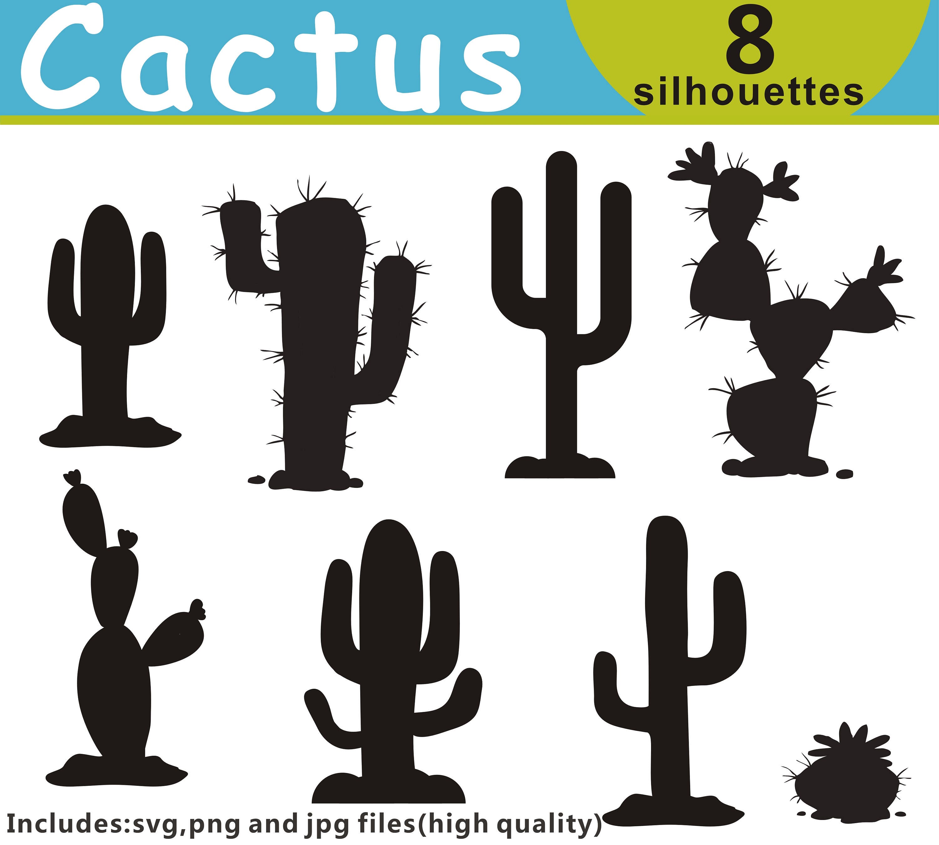 Cactus svg clipart, cricut design file, cacti svg, silhouette cameo, cricut...