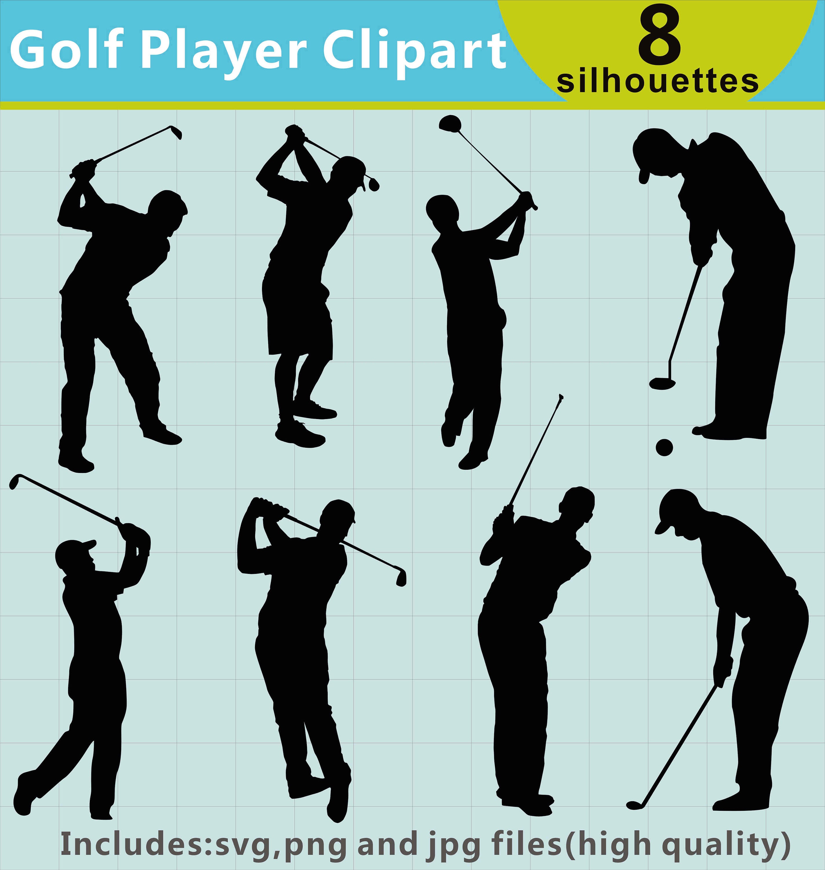 Golf silhouette Clipart Men Golf Player Clipart Sports Etsy