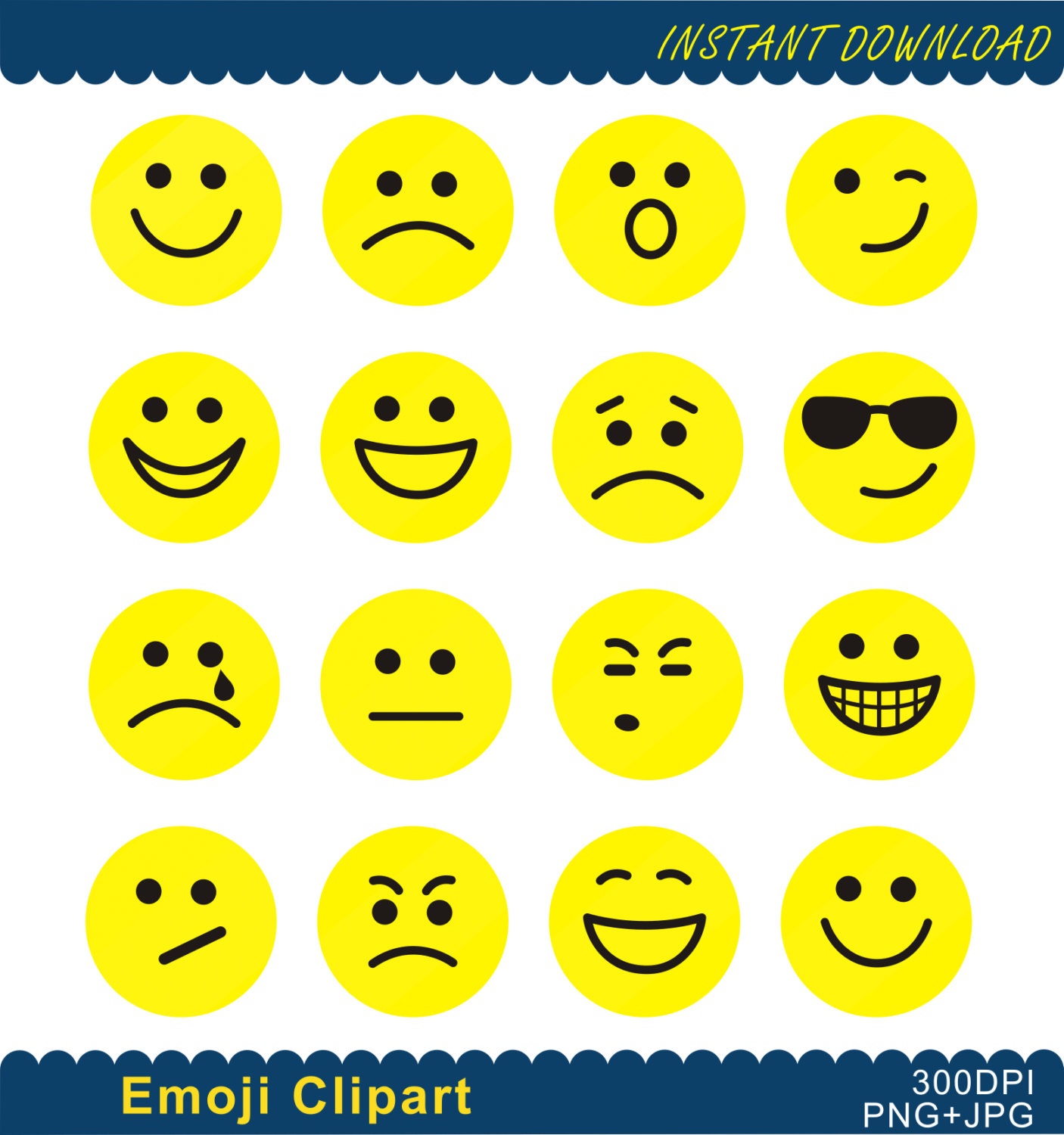 Emoji Clipart Emoji Png Emoticons Collage Clip Art Smiley Etsy New Zealand