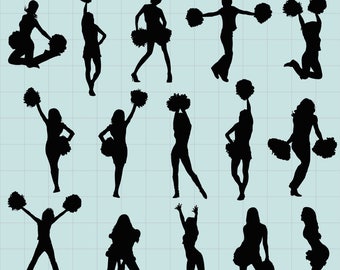 Cheerleading Svg, Cheerleading Clipart, Cheer SVG, Cheerleader Svg, Cheerleader Clipart, Cheerleaders Silhouettes, Printable, SVG Files