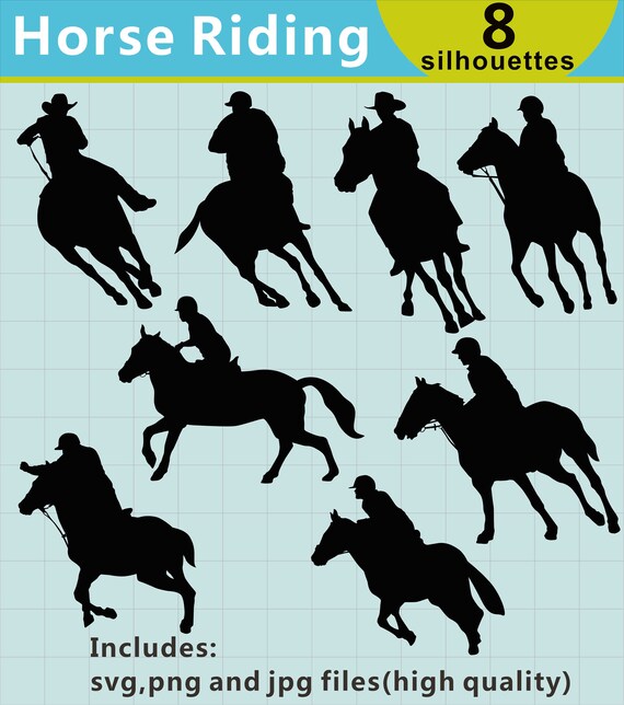 Download Horse Riding Silhouettes Clipart Jumping Horse Clipart Etsy PSD Mockup Templates