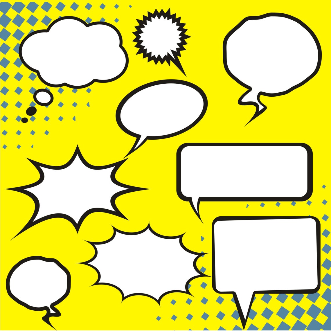 Speech Bubbles Clipart Comic Clipart Cartoon Cloud Clip Art - Etsy