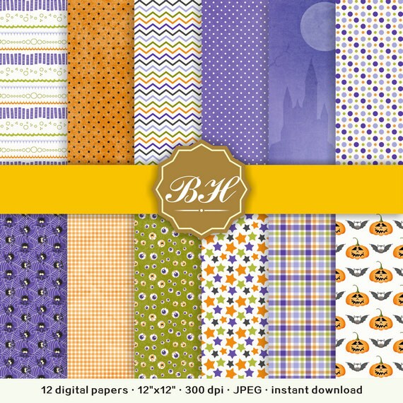 Vintage Halloween Digital Paper Halloween Backgrounds | Etsy