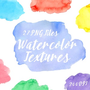 Bright Watercolor Splotches, Watercolor Clipart, Hand Painted Blob, Watercolor Backgrounds, Water color, Watercolor Textures, Png Files