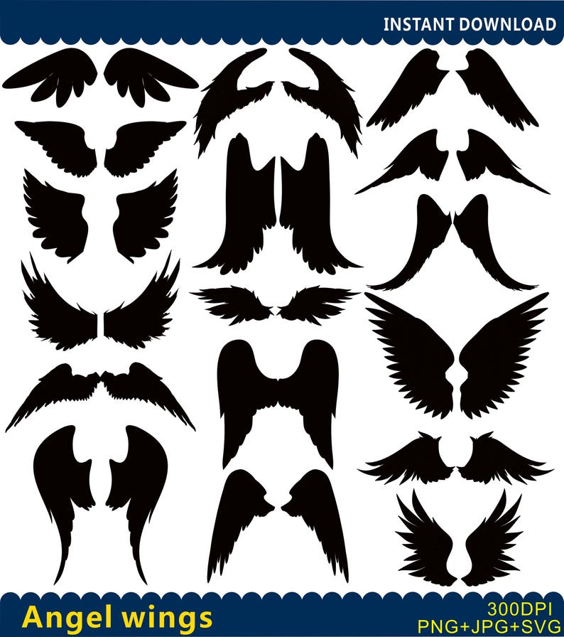 Download Engel Flügel SVG Angel Wings Clipart Angel Silhouetten | Etsy