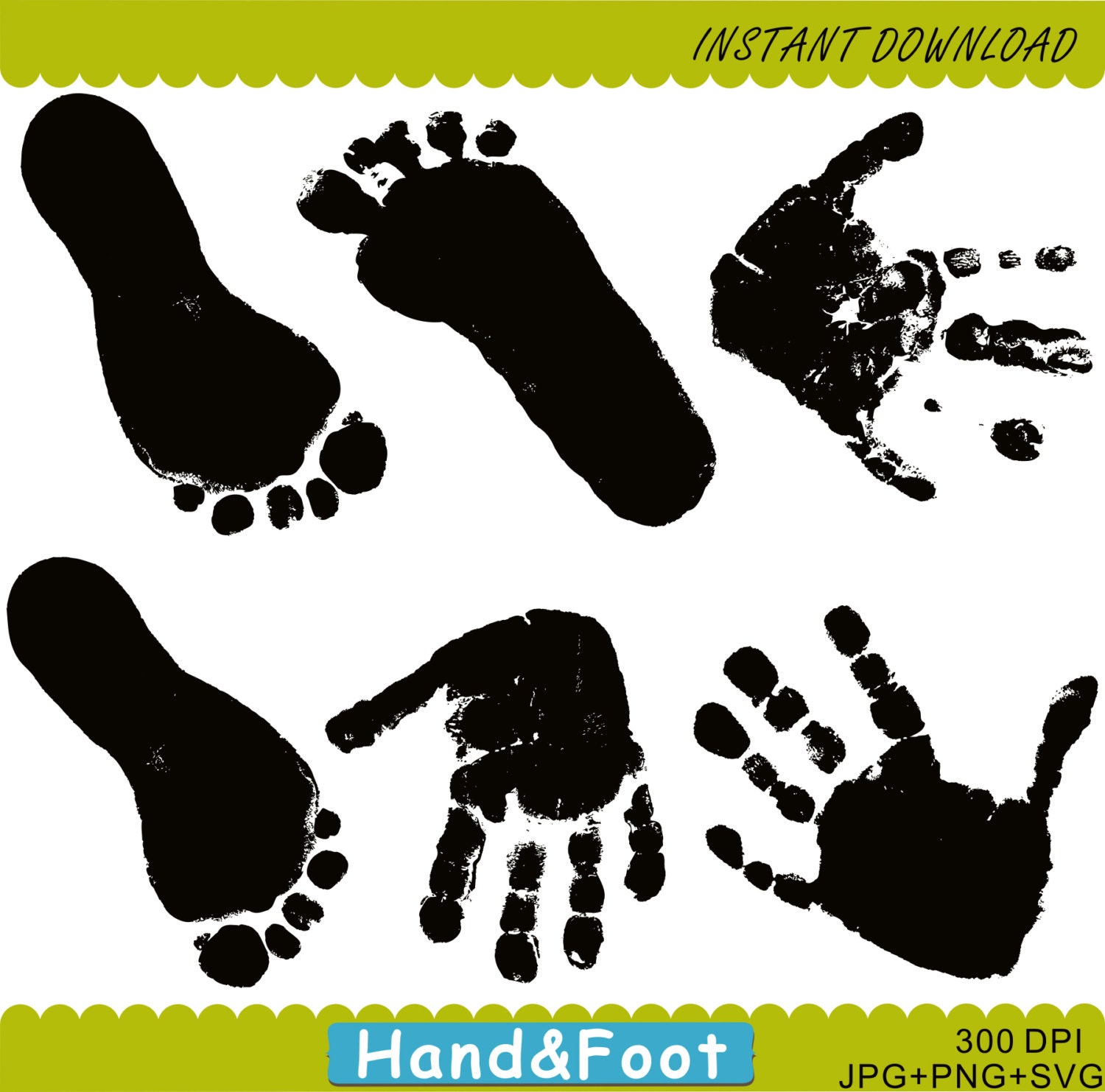Handprints & FootPrints Clipart Hand Prints Clipart Etsy