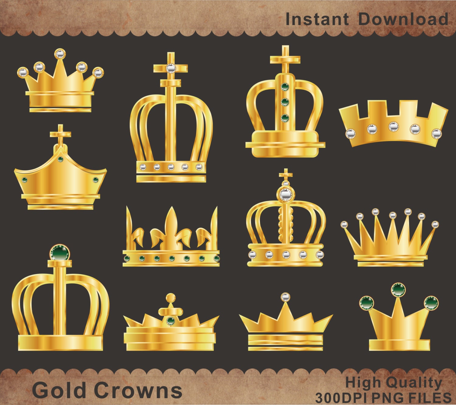 King Queen Crown 300dpi Graphic Royal Crown Printable 